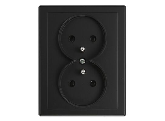 Gniazdo podwójne z uziemieniem Jowisz czarny mat