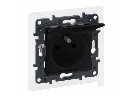 Gniazdo pojedyncze IP44 2P+Z czarny mat Niloe Step