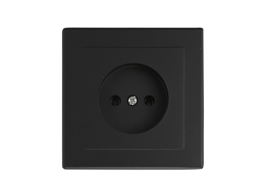 Gniazdo pojedyncze bez uziemienia Jowisz czarny mat