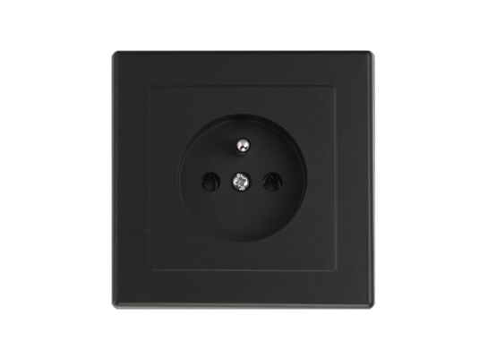 Gniazdo pojedyncze z uziemieniem Jowisz czarny mat