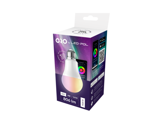 Żarówka LED ORO-E27-A60-WIFI-DRIVE-9W-RGBW