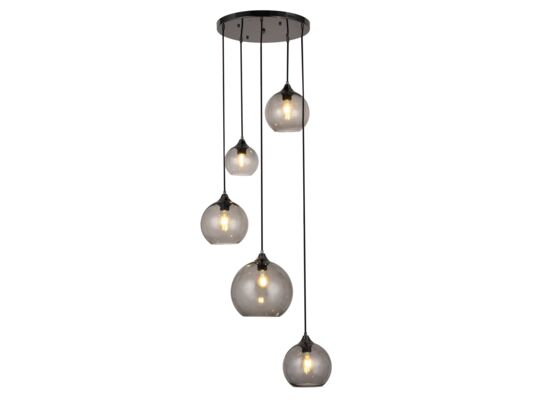Lampa wisząca Semira E27 5x40 W czarny/szkło dymne