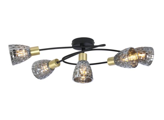 Spot Stacy E14 5x40 W IP20 czarny/brąz antyczny/szkło dymne