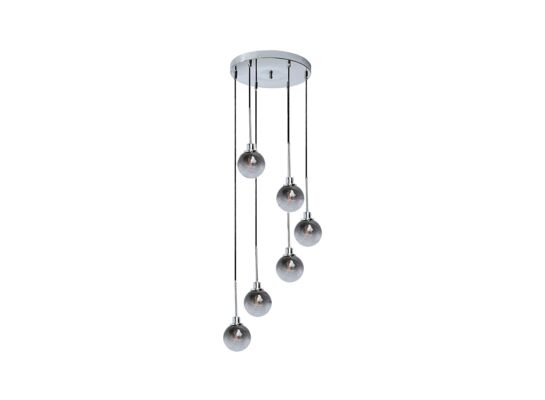 Lampa wisząca Semira E14 6x4 W chrom/szkło dymne