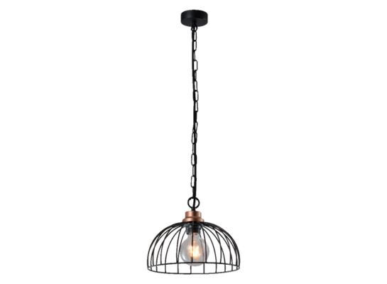 Lampa wisząca BASKET 1xE27/60 W czarny, czerwona miedź