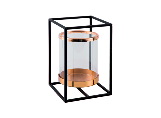 Świecznik 20 cm czarno-złoty