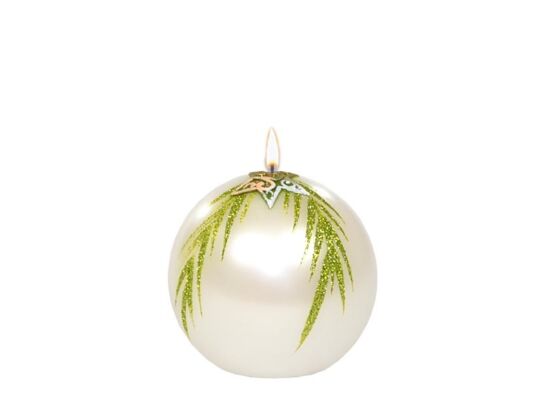 Świeca kula K-4 Jolly Christmas 10 cm metalik perłowa