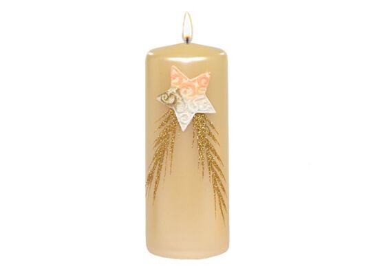 Świeca klubowa KL-5 150 x 58 Jolly Christmas metalik perłowy écru