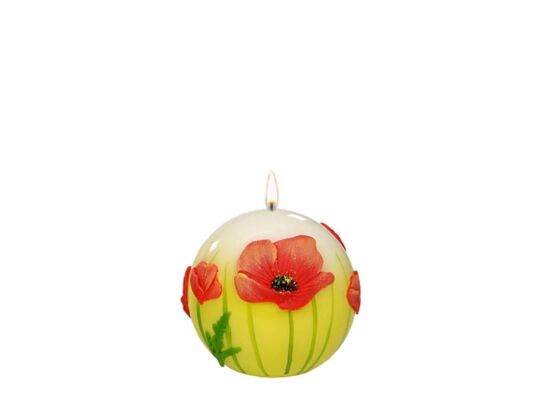 Świeca kula K-3 Maki 8 cm lakier czerwona