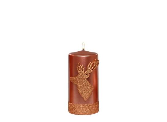Świeca pieńkowa 150 x 70 Shiny Reindeer metalik antyczna miedź