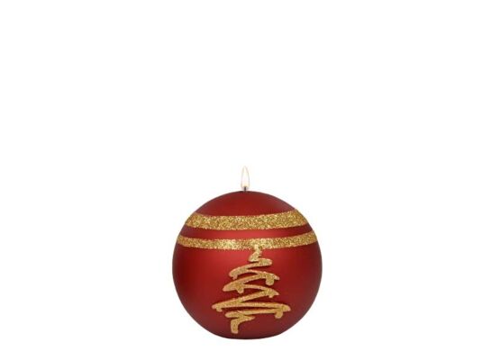 Świeca kula K-4 Glitter Tree 10 cm metalik czerwony