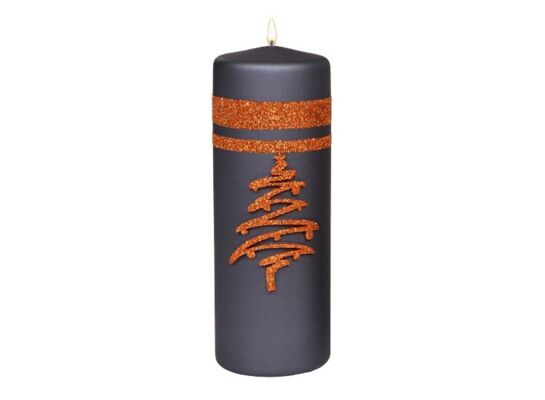 Świeca pieńkowa 200 x 70 Glitter Tree metalik czarny