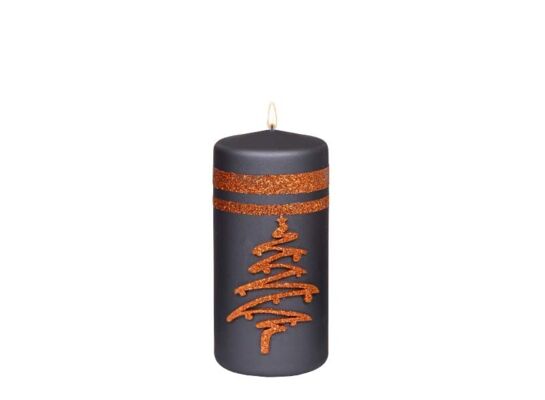 Świeca pieńkowa 150 x 70 Glitter Tree metalik czarny