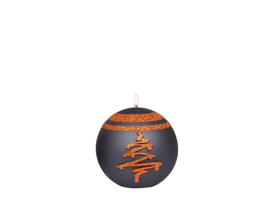 Świeca kula K-4 Glitter Tree 10 cm metalik czarny