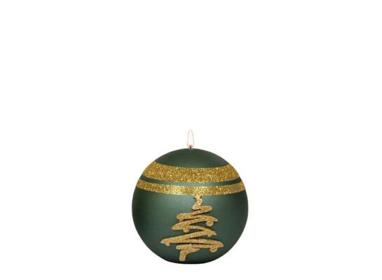 Świeca kula K-4 Glitter Tree 10 cm metalik butelkowa zieleń
