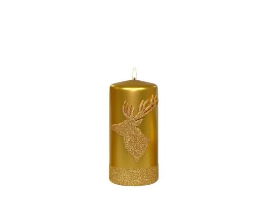 Świeca pieńkowa 150 x 70 Shiny Reindeer metalik złoto