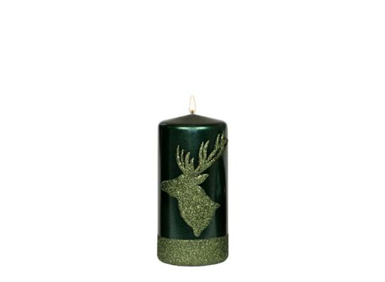 Świeca pieńkowa 150 x 70 Shiny Reindeer metalik butelkowa zieleń
