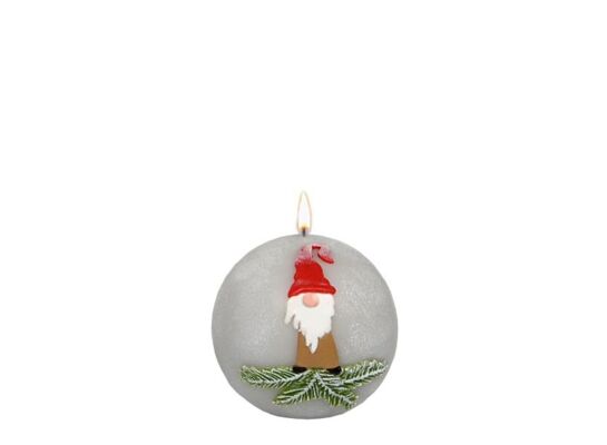 Świeca kula K-3 Little Santa 8 cm matowa jasny popiel