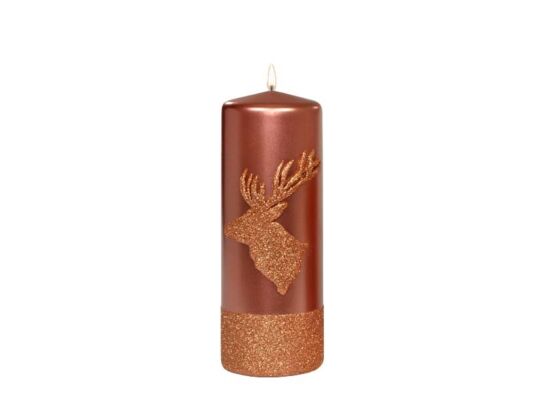 Świeca pieńkowa 200 x 70 Shiny Reindeer metalik antyczna miedź