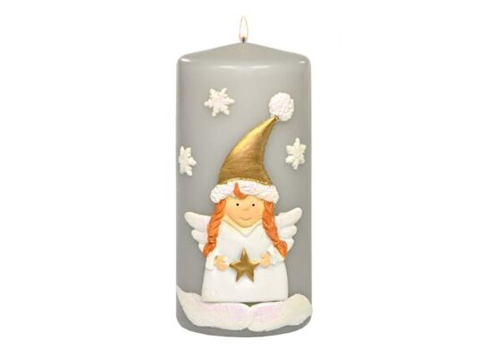 Świeca pieńkowa 150 x 70 Winter Angel mat jasny popiel