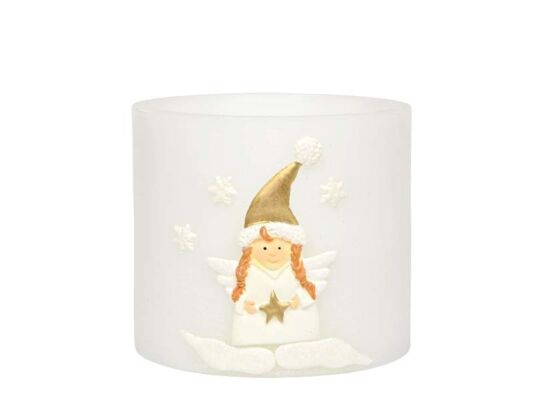 Lampion owal 135 x 145 Winter Angel biały