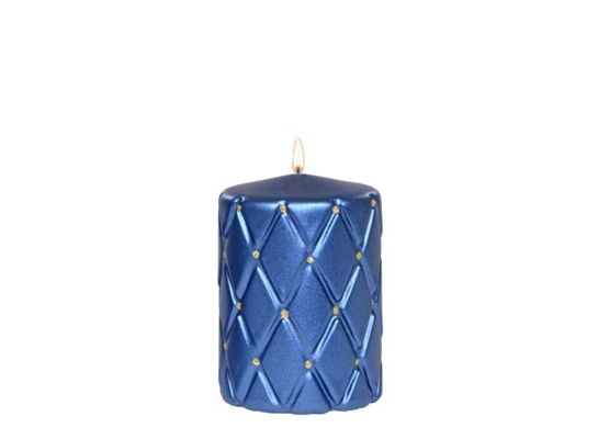 Świeca pieńkowa 100 x 70 pikowana kratka metalik szafirowa