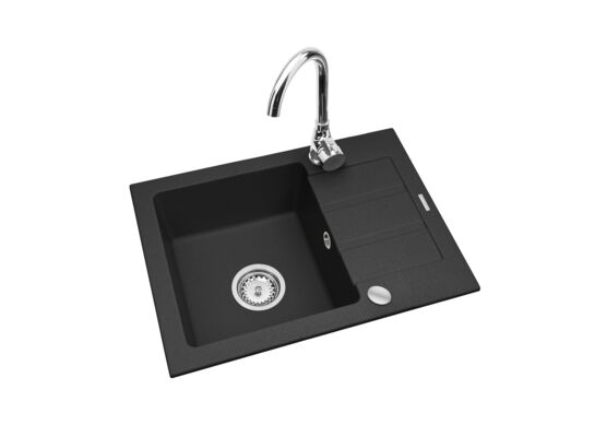 Zlewozmywak granitowy Rodos carbon 62 x 44 cm