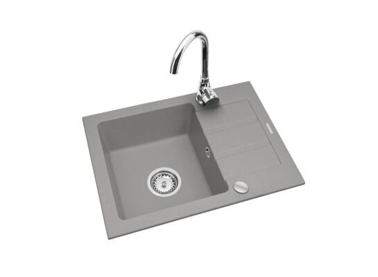 Zlewozmywak granitowy Rodos szary 62 x 44 cm