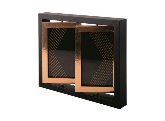 Ramka na zdjęcia podwójna czarno-złota