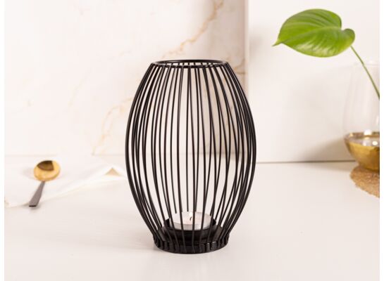 Świecznik metalowy szprosowy 8,5 x 8,5 x 22 cm czarny