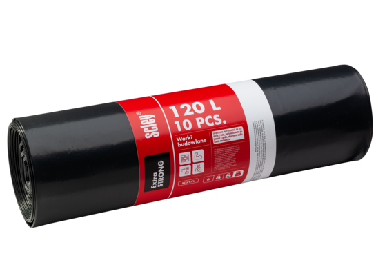 Worki budowlane Extra Strong 120 l 0,13 mm szare 10 sztuk Scley