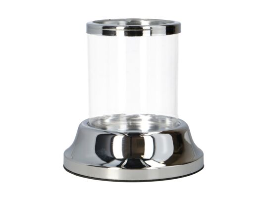 Świecznik szklany 12,5 cm srebrny