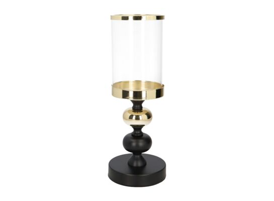 Świecznik szklany 33 cm czarno-złoty