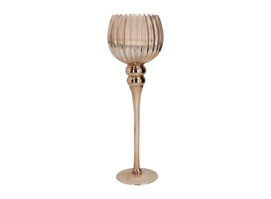 Świecznik szklany 40 cm złoty