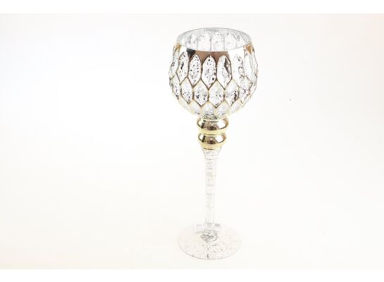 Świecznik szklany 35 cm złoty