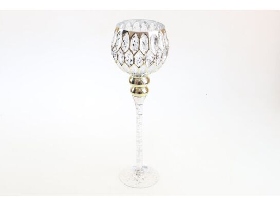 Świecznik szklany 40 cm złoty