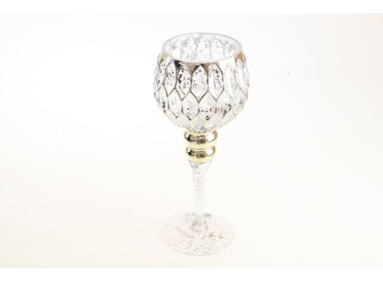 Świecznik szklany 30 cm złoty