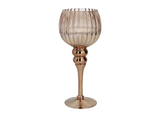 Świecznik szklany 30 cm złoty