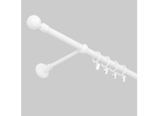 Karnisz pojedynczy 16 mm biały błysk 200 cm żabka paola