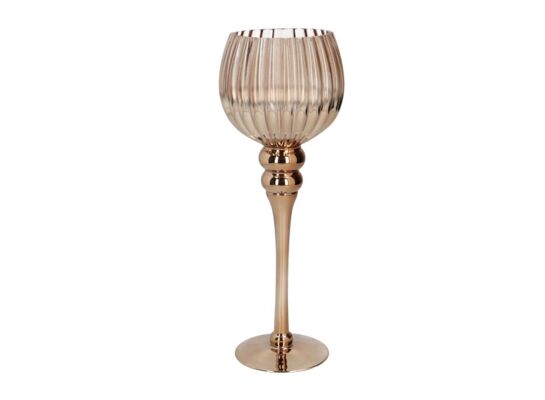 Świecznik szklany 35 cm złoty