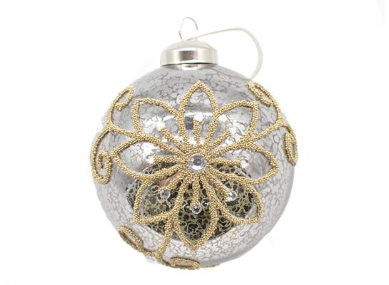 Bombka szklana srebrna 8 cm