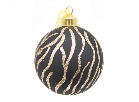 Bombka szklana czarno-złota 8 cm