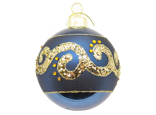 Bombka szklana granatowa 8 cm