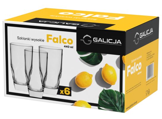 Komplet szklanek wysokich FALCO 440 ml 6 sztuk