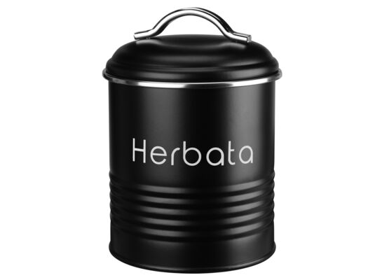 Pojemnik metalowy okrągły ALCANO HERBATA czarny