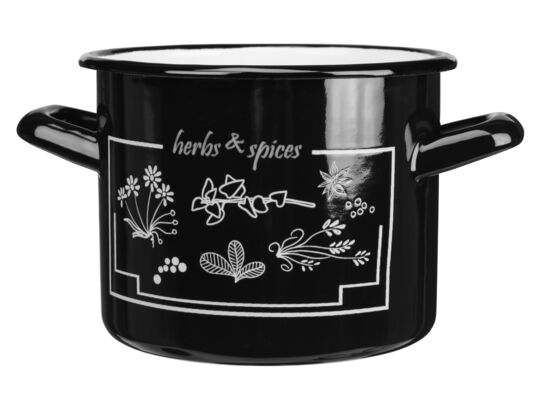 Garnek emaliowany wysoki HERBS 16 cm 2,4 l czarny