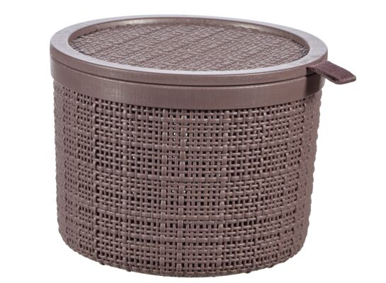 Koszyk okrągły z przykrywką JUTE 2 l brąz/fiolet
