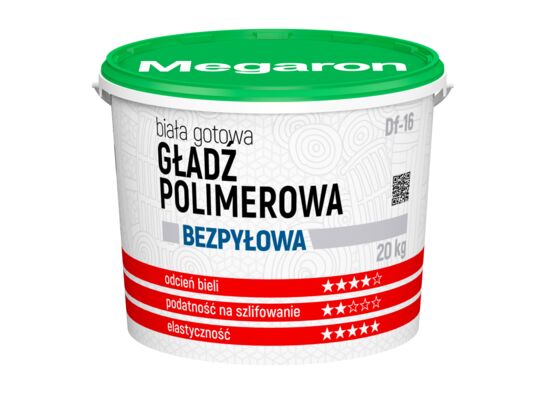 Biała gotowa gładź polimerowa Megaron Df-16 20 kg
