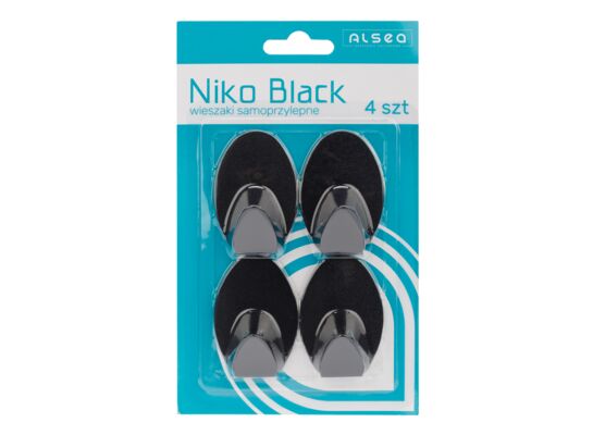 Wieszaki samoprzylepne owalne 4 sztuki NIKO black