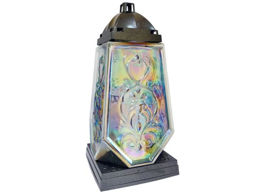 Znicz szklany 190 g 34,5 cm srebrny